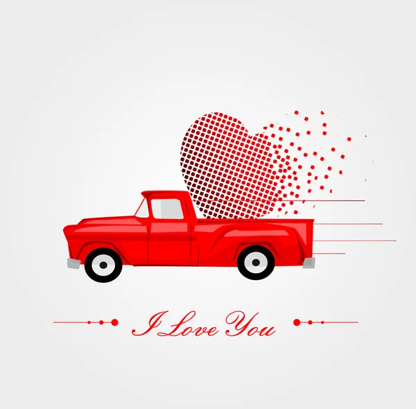 Caminhão de Recolha com Coração Adorável —  Vetores de Stock