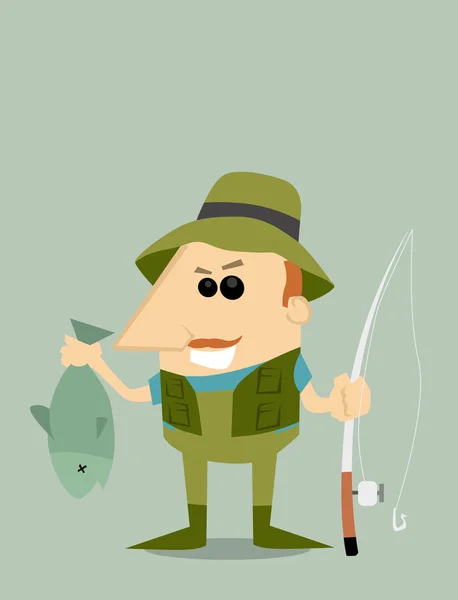 Pescador de dibujos animados — Vector de stock