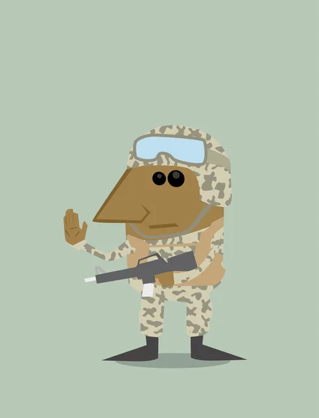 Soldado de dibujos animados — Vector de stock