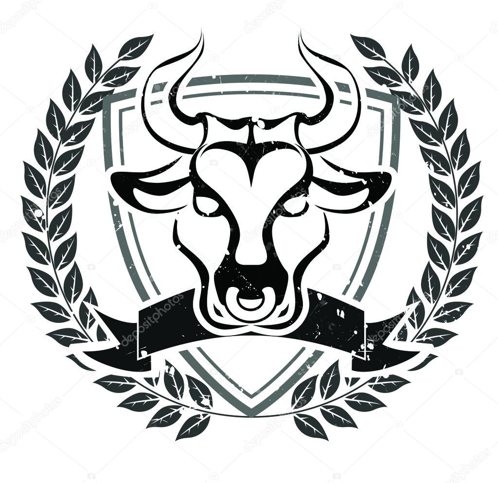 Grunge bull head emblem