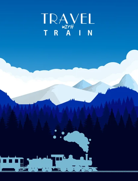 Travel with train background — Stock Vector