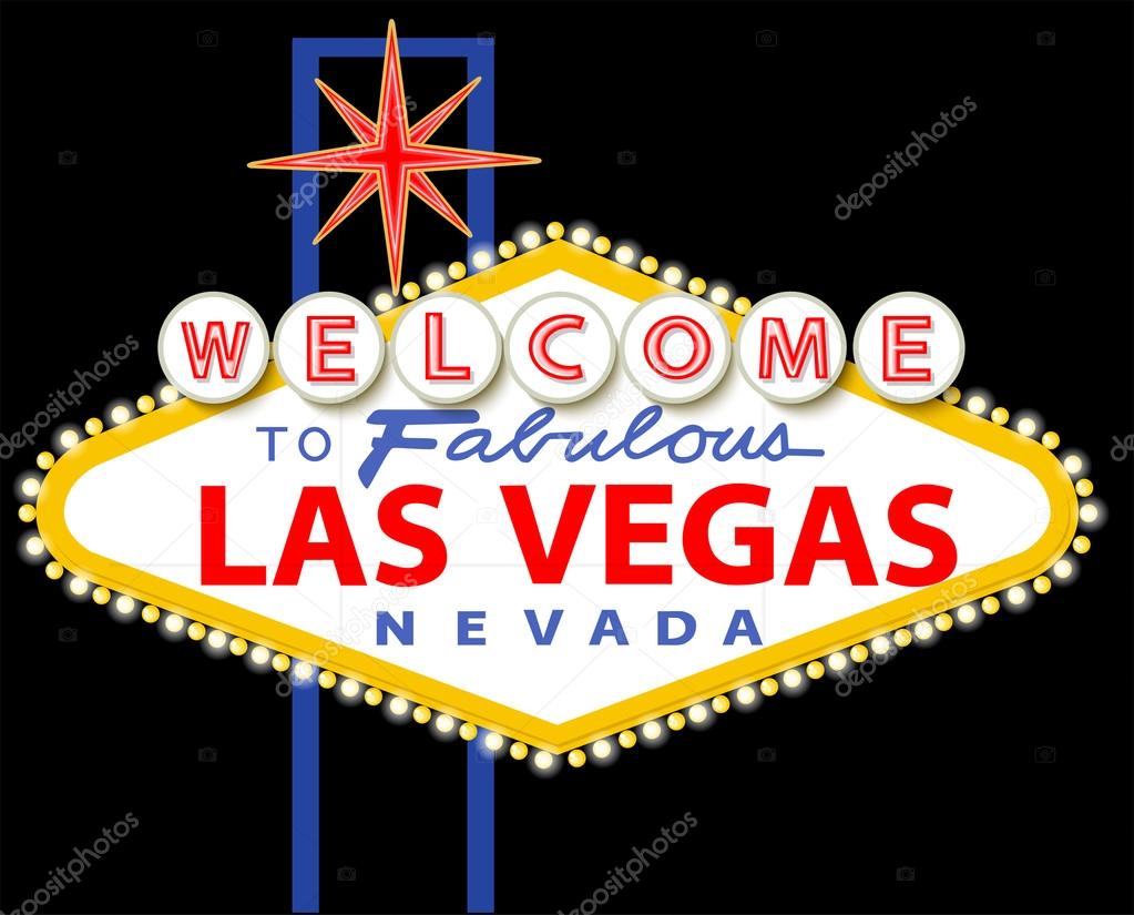 Welcome To Fabulous Las Vegas Sign With Arriving Airplane Stock