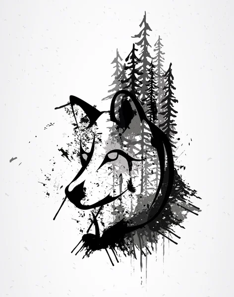 Abstract grunge wolf head Rechtenvrije Stockillustraties