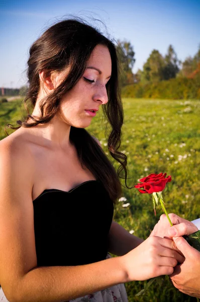 Menina com Rose — Fotografia de Stock