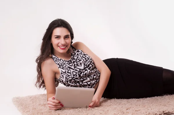 Young woman lying portrait — Stock Photo, Image