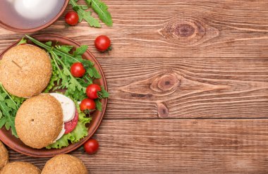 Taze ev yapımı hamburger. Vejetaryen Burger.Backgrounds.