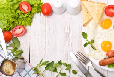 sahanda yumurta ile kahvaltı. çerçeve.