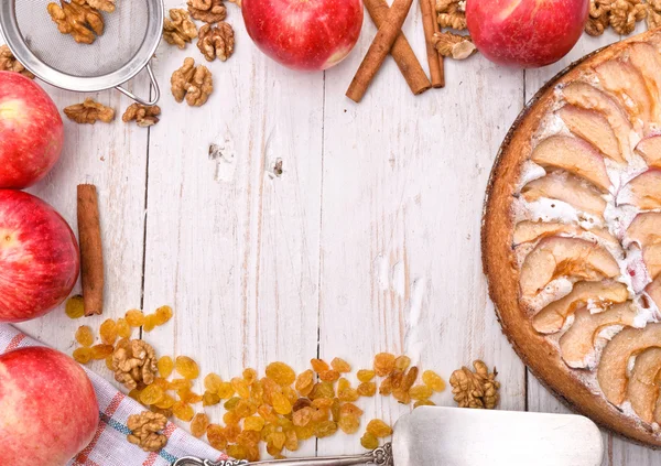 Apple cake . Frame. — Stock Photo, Image