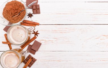 Sıcak kakao içecek. Arka plan.