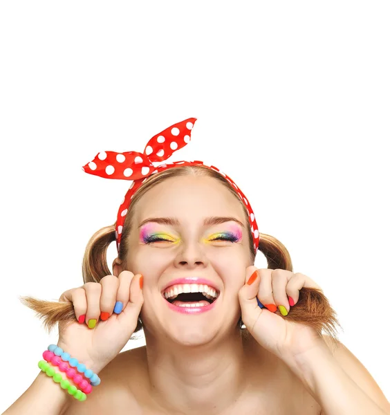 Retrato de la joven hermosa mujer sonriente  . — Foto de Stock