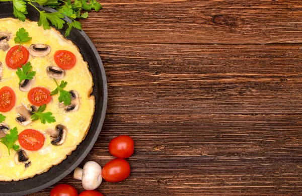 Omelette with mushrooms. Background. — Stock Photo, Image