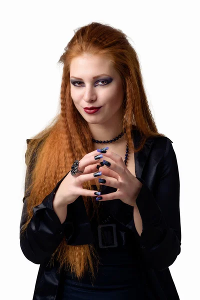 Duygusal portre. Genç Kızıl saçlı kadın çeşitli duygular gösterir. — Stok fotoğraf