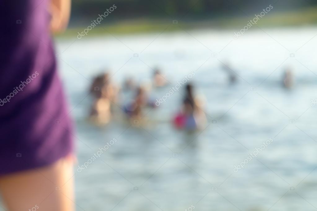 Background-abstraction, we look for bathing in lake.