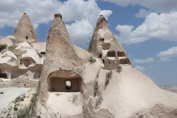Ancient stone dwellings in Cappadocia — Stock Photo, Image