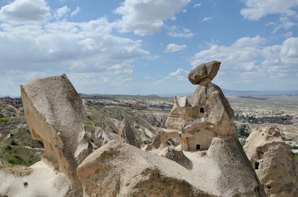 Ancient stone dwellings in Cappadocia — Stock Photo, Image