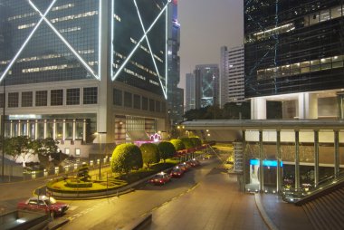 Hong Kong gökdelenler gece görünümü