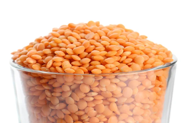 Glass with red lentil isolated on white — Stock Photo, Image