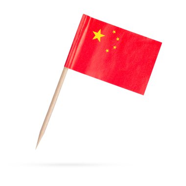 Mini bayrak Çin. Beyaz arka plan üzerinde izole