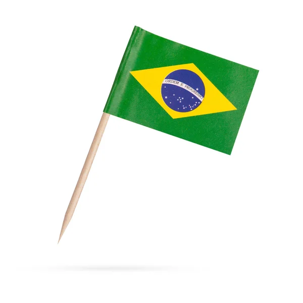 Bandeira em miniatura Brasil. Isolado sobre fundo branco — Fotografia de Stock