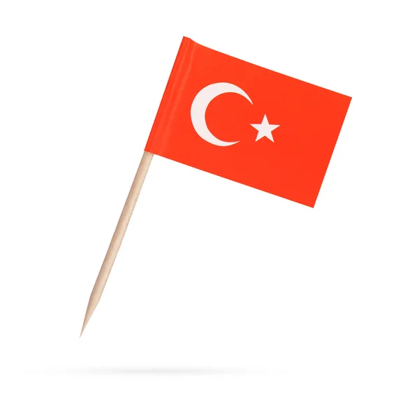 Μινιατούρα σημαίας Τουρκίας. Απομονωμένα σε λευκό φόντο — Φωτογραφία Αρχείου