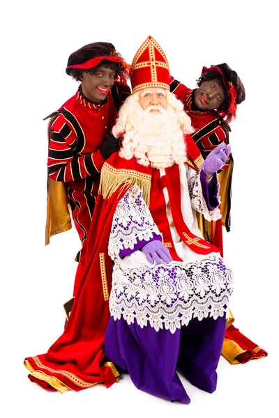 Sinterklaas i pete czarno na białym tle — Zdjęcie stockowe