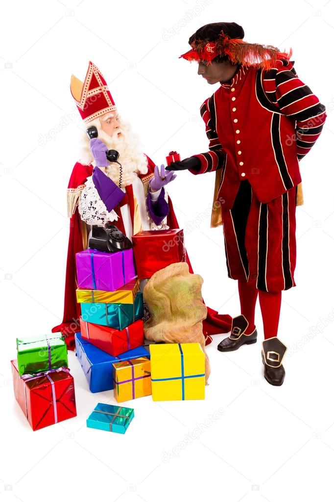 Sinterklaas And Zwarte Piet With Telephone Stock Photo By C Twixx 52023895