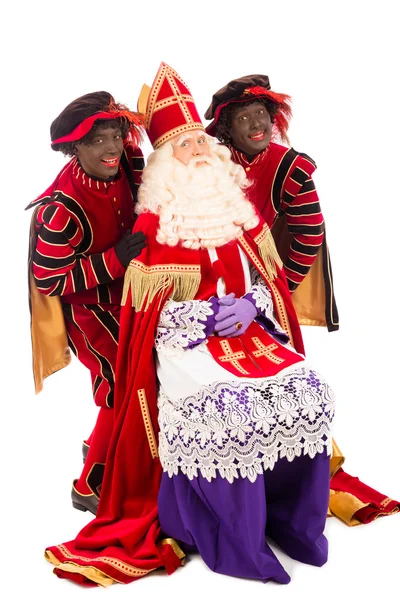 Sinterklaas et pete noir sur fond blanc — Photo