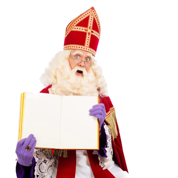 Sinterklaas z pustym książki — Zdjęcie stockowe