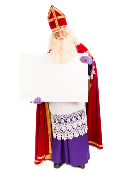Sinterklaas com papel em branco — Fotografia de Stock