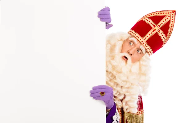 Sinterklaas med plakat — Stockfoto