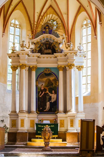 Interior saxon church copsa mare transylvania — Stock Photo, Image
