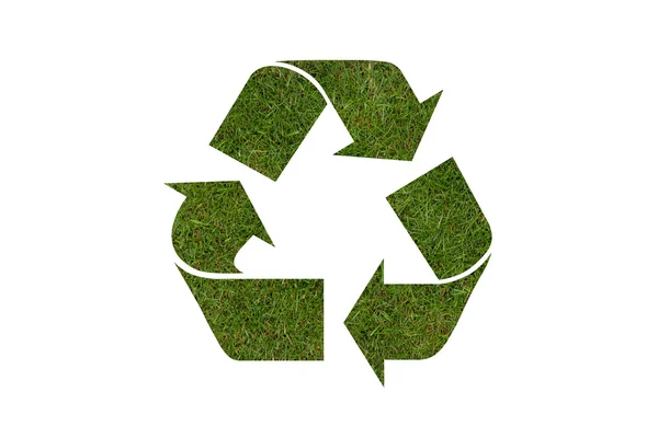 Recycle symbol with real grass texture — Stock Photo, Image