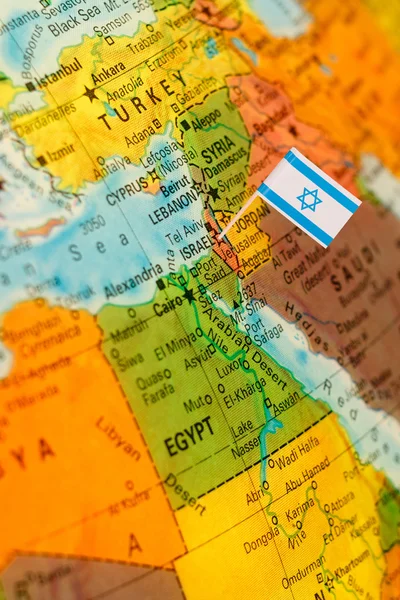 Mapa com bandeira de Israel — Fotografia de Stock