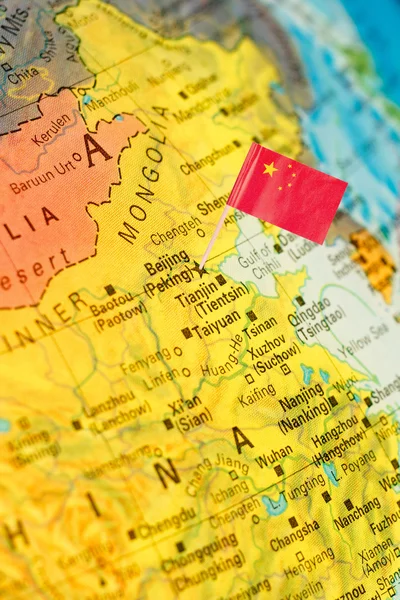 Mapa con bandera de China — Foto de Stock