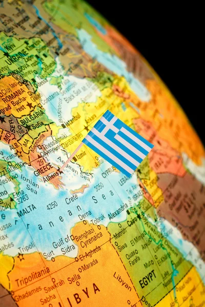 Mapa com bandeira de Greece — Fotografia de Stock