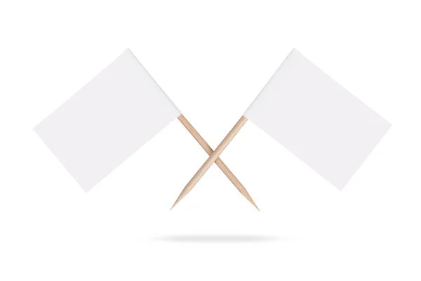 Crossed blank white flags.Isolated. — Stock Photo, Image