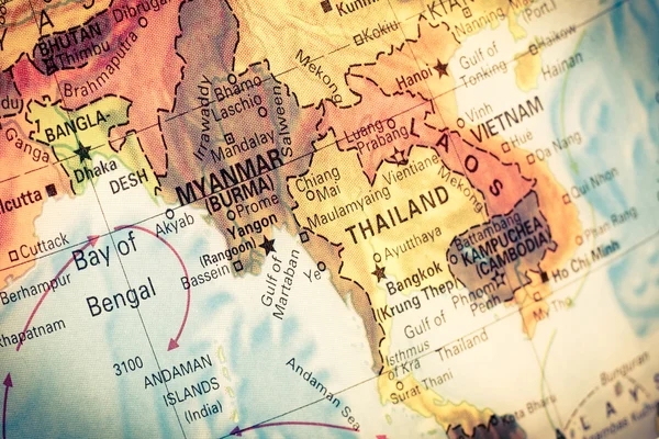 Karta Myanmar och Burma, — Stockfoto