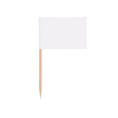 Paper white flag.Isolated on white background clipart