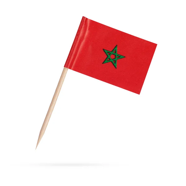 Миниатюрный флаг Марокко. Изолированный марокканский флаг на белой плите — стоковое фото