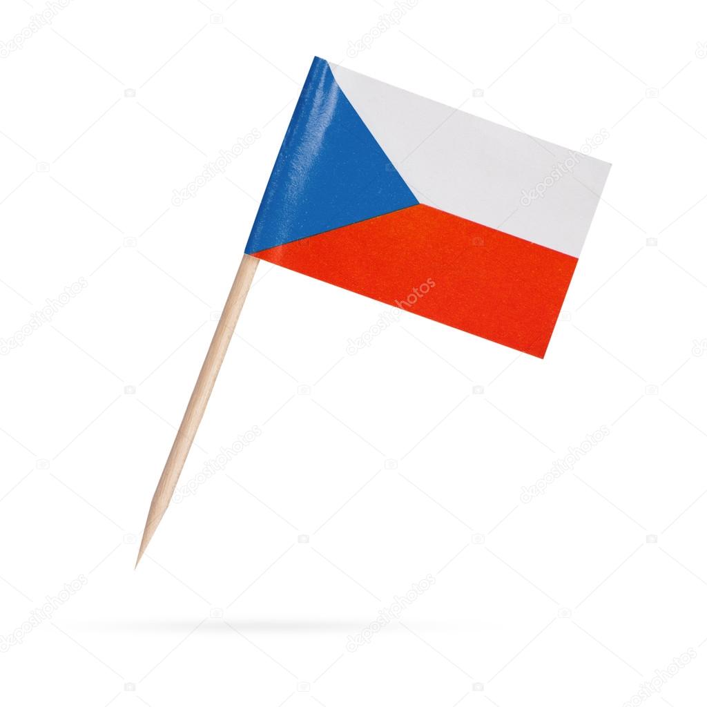 Miniature Flag Czechia . Isolated on white background