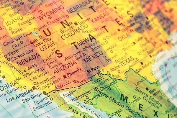 Mapa Sudoeste de Estados Unidos. Imagen de primer plano — Foto de Stock