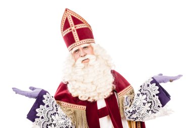 Sinterklaas geniş kollu beyaz arka plan üzerinde