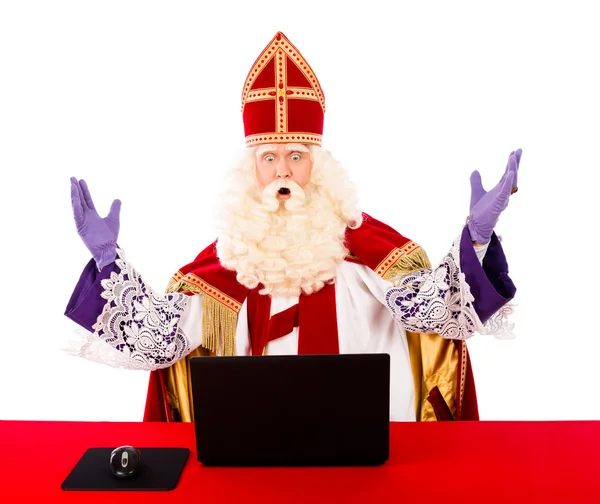 Sinterklaas mit Laptop — Stockfoto