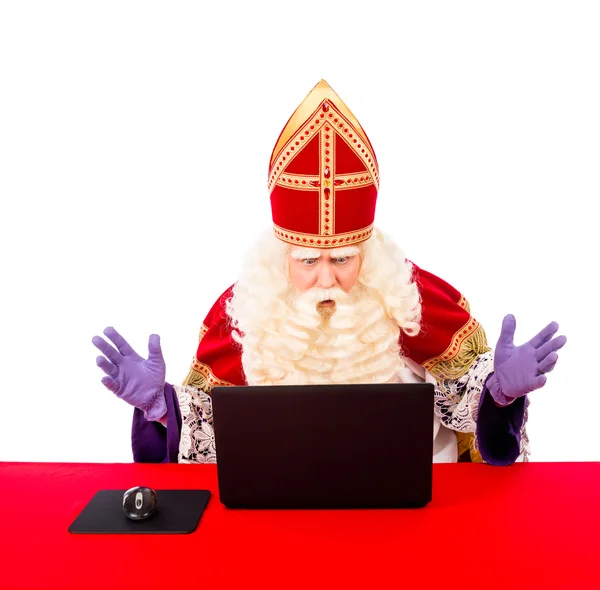 Sinterklaas με laptop — Φωτογραφία Αρχείου