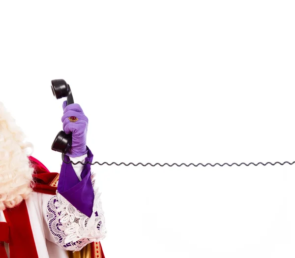 Hand of Sinterklaas with telephone — Stock Photo, Image