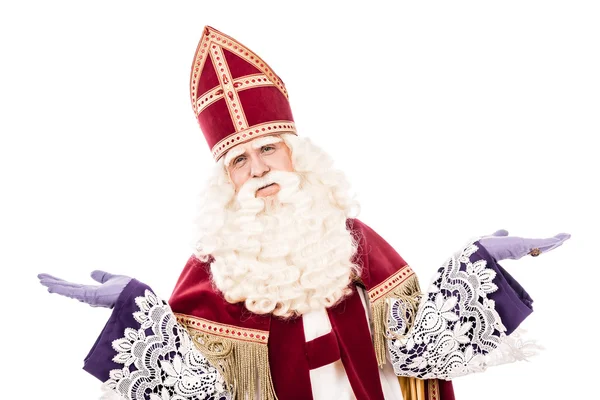 Sinterklaas sobre fondo blanco con brazos anchos —  Fotos de Stock