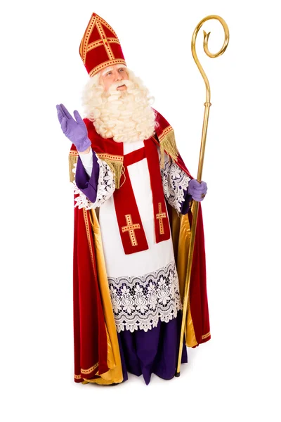 Sinterklaas em fundo branco. comprimento total — Fotografia de Stock