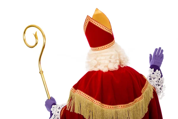 Parte de trás de Sinterklaas no fundo branco — Fotografia de Stock