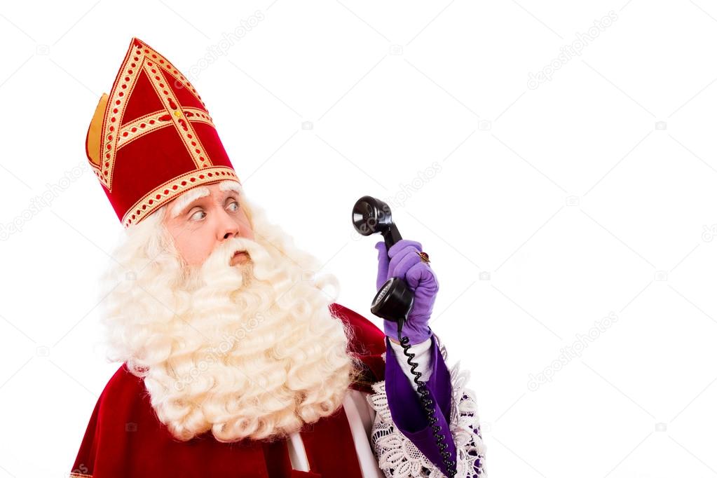 Sinterklaas Met Telefoon ⬇ Stockfoto, Rechtenvrije Foto Door © Twixx  #81047780
