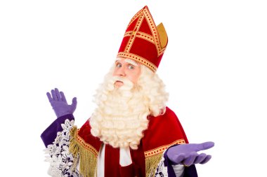 Sinterklaas geniş kollu beyaz arka plan üzerinde